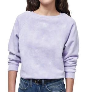 Nili Lotan Classic Crew Neck T Light Lavender Crop Tie Dye Sweatshirt Essential